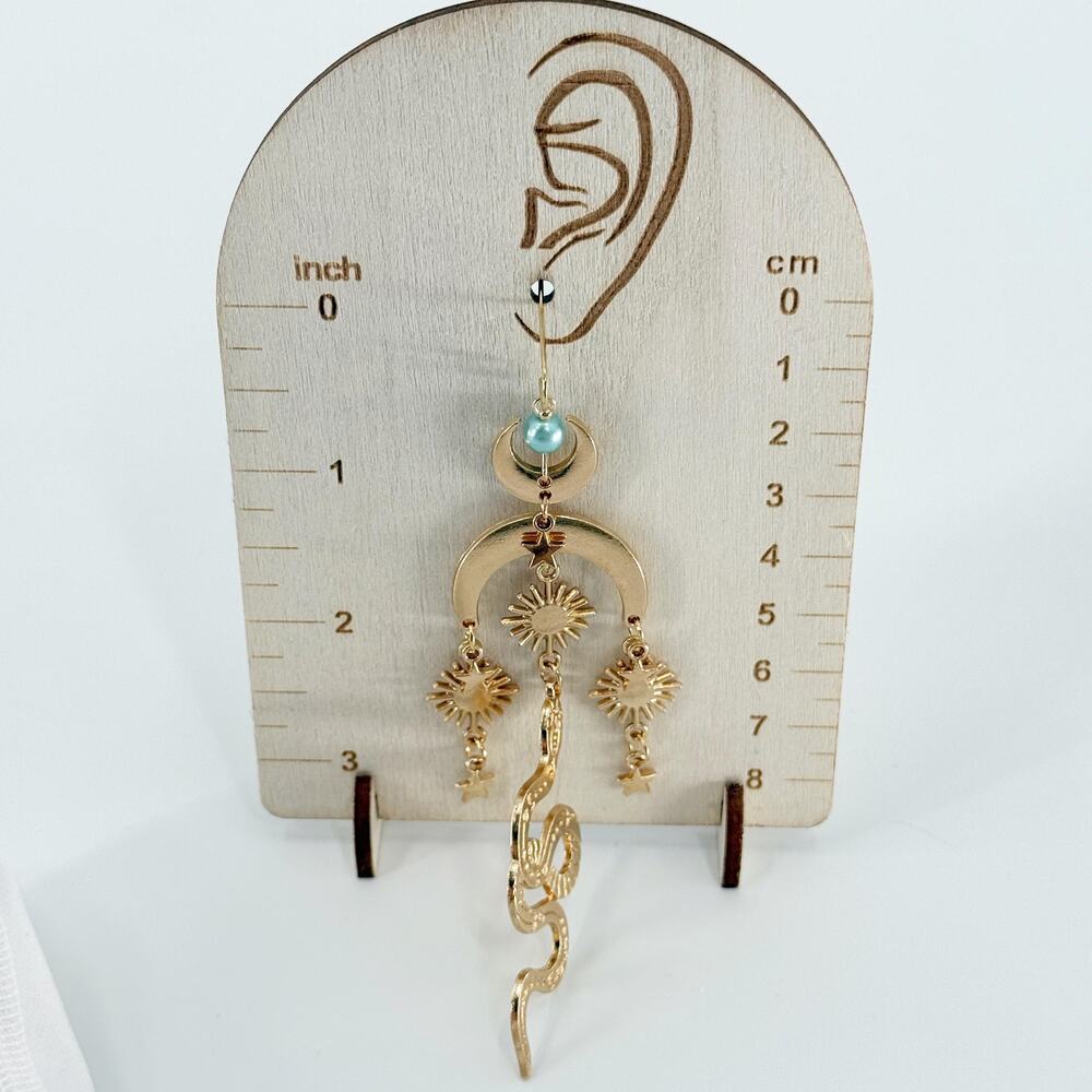 Extra Long Celestial Snake Drop Earrings, Witchy … - image 3